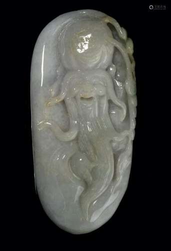 CARVED LAVENDER JADE LUOHAN