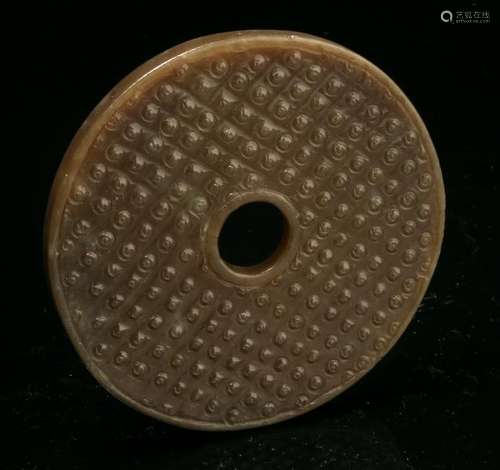 CARVED AND INCISED JADE BI DISC