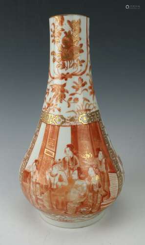 19TH CENTURY CHINESE ORANGE & WHITE VASE