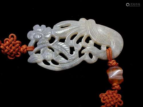 HARDSTONE PHOENIX CARVED PENDANT