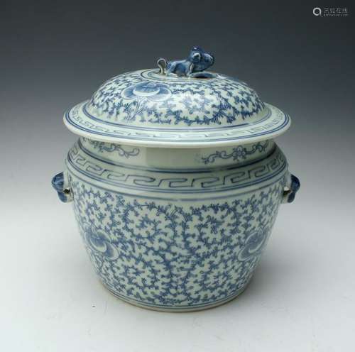 BLUE & WHITE LIDDED JAR