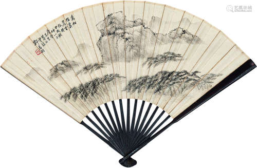 邓春澍（1884～1954）山水书法 水墨纸本 成扇