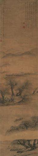 张 崟（1761～1829）  江村赏杏图 设色纸本 立轴