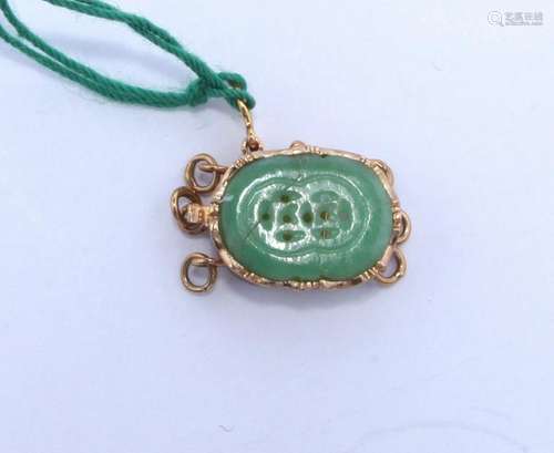 14K & CARVED LUCKY COIN JADE CLASP