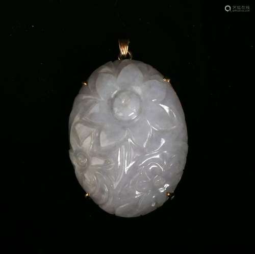 RARE FINE LAVENDER JADE 14K PENDANT