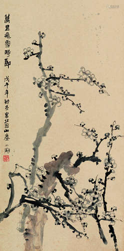 刘二刚（b.1947）墨梅图 水墨纸本立轴