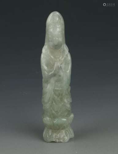 CARVED JADE QUAN YIN CIGARETTE HOLDER