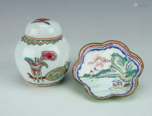 MINIATURE GINGER JAR & ENAMEL PIN TRAY