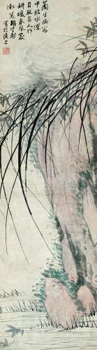 胡公寿（1823～1886） 兰石图 设色纸本 立轴