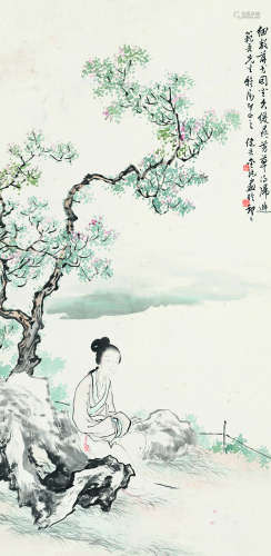 金健吾（1891～？） 桃花美人 设色纸本 立轴