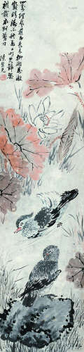 陈崇光（1838～1896） 荷塘雅趣 设色纸本 立轴