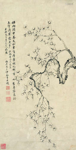 伊念曾（1790～1861） 墨梅图 水墨纸本 立轴