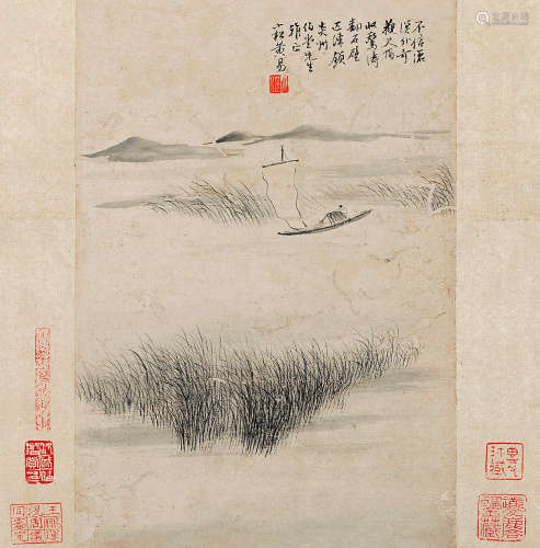 黄易（1744～1802）归舟图 水墨纸本镜框