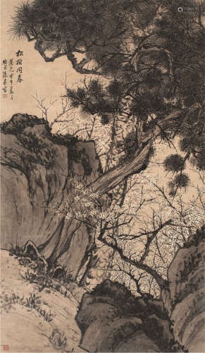 张春雷（1736～1795）松柏同春 设色纸本立轴