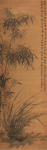 达受（1791～1858）兰草 水墨绢本立轴