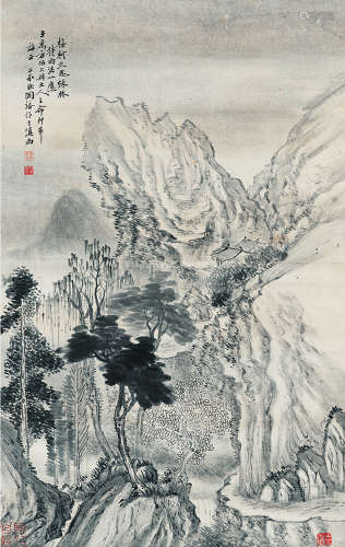 陶镕（1865～1924）秋林图 设色纸本立轴