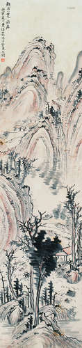 王孝煃（1875～1947）溪山幽阁图 设色纸本立轴