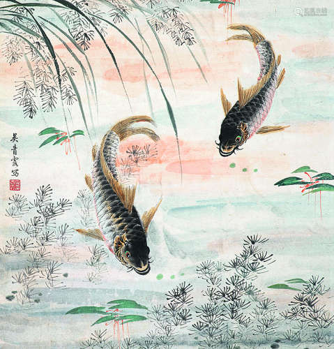 吴青霞（1910～2008）有余图 设色纸本镜片