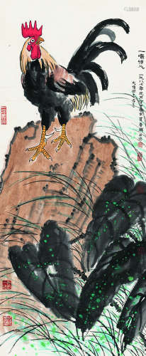 黄养辉（1911～2001）一鸣惊人 设色纸本立轴