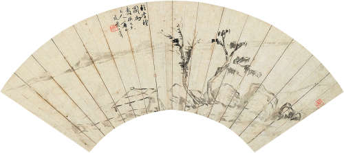 江标（1860～1899） 寒江图 水墨纸本扇面