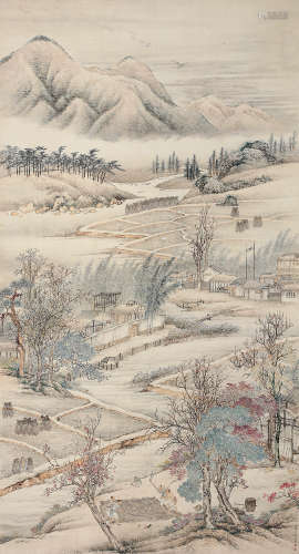 张宗苍（1686～1756） 春溪劳作图 立轴 设色纸本