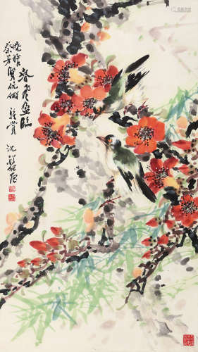 沈锡纯（1910～2008） 春风盈临 立轴 设色纸本
