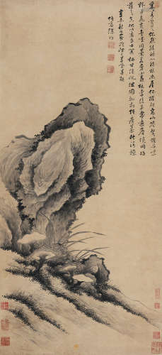 徐枋（1622～1694） 灵石图 立轴 水墨纸本