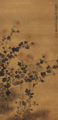 高其佩（1660～1734） 秋菊 立轴 设色绢本