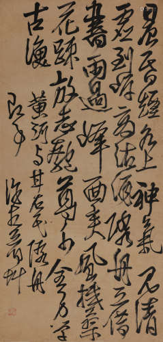 许友（1620～1663） 草书诗文 立轴 水墨纸本