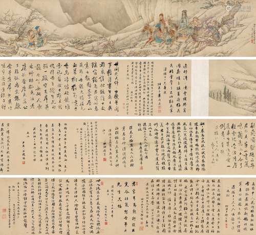 顾洛（1763～1837） 冬猎图 手卷 设色纸本