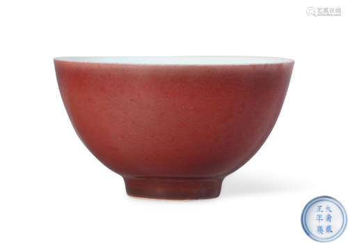 清雍正 霁红釉茶圆