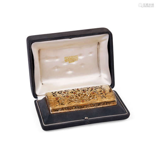 约1950年 宝诗龙BOUCHERON 银鎏金红宝石化妆包