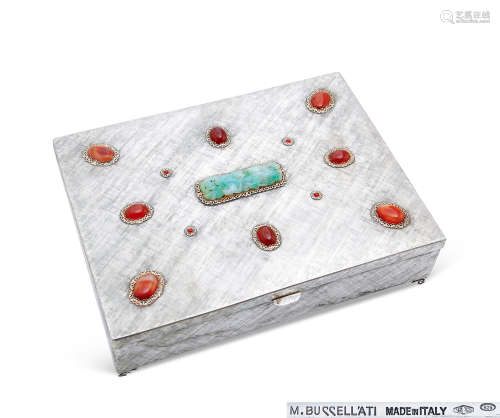 约1950年 意大利 布契拉提Buccellati 织纹雕金镶宝石珠宝盒