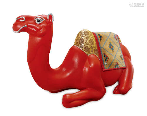 莲花艺术Lotus Arts de Vivre 红色皮革骆驼坐凳