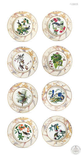 约1978年 英国 皇家伍斯特 奥杜邦手绘花鸟骨瓷展示盘 （八只）
