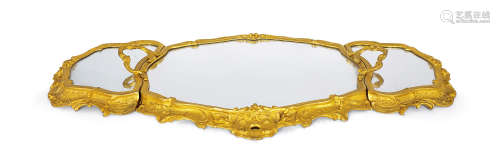 约1900年 法国 路易十五式 铜鎏金镜面中央装饰台