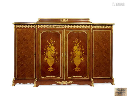 约1880-1890年 法国 路易十五至十六式 细木镶嵌边柜