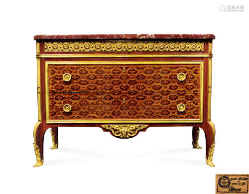 约1970年 法国 Dissidi 过渡风格“致女王”铜鎏金细木拼镶边柜 （一对）