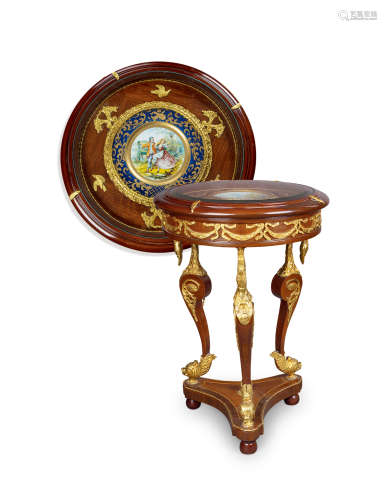帝政风格 铜鎏金手绘瓷板边桌