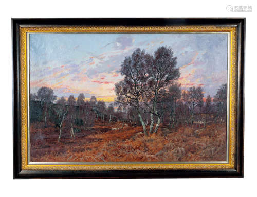 路易·马恩得 约1898年 深秋的桦树林 布面油画