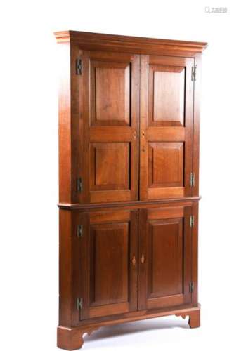 ANTIQUE (4) DOOR WALNUT CORNER CABINET