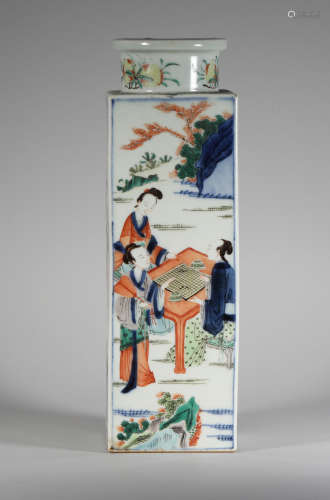 Square bottle of Blue and White characters in Kangxi in the Qing Dynasty