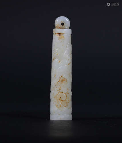 Qing Dynasty Hetian Jade carving Chilongyong Guan