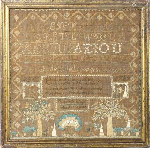 (19th c) SAMPLER by ELIZABETH PAGE NORTH SHORE