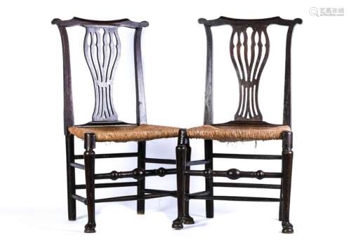 PAIR of (18thc) TRANSITIONAL MAHOGANY SIDE CHAIRS