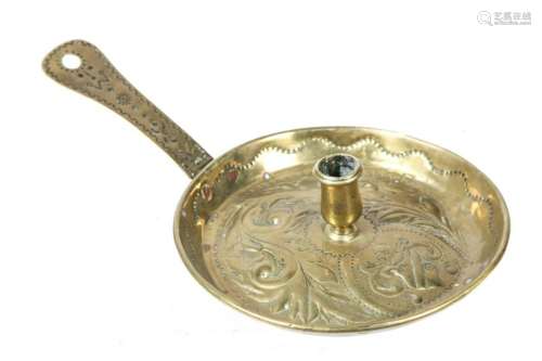 (18th c) ARMORIAL DUTCH BRASS CHAMBERSTICK