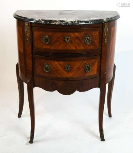 French Satinwood Marble Top Commode