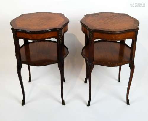 Pair of Inlaid Two-Tier Tables
