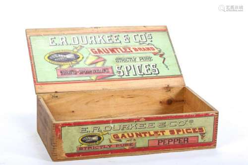 E.R. DURKEE & CO PEPPER CRATE with ORIGINAL LITHO