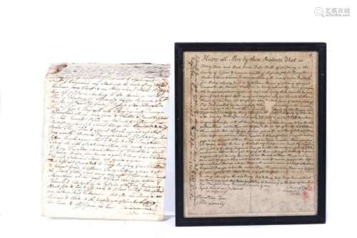 (18th c) WILL OF J. CUTTING & H. DOLE DEED NEWBURY